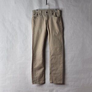 Levi's 513 Jeans Mens 30 x 30 (tag 30x32) Khaki Beige Denim Straight Leg Stretch